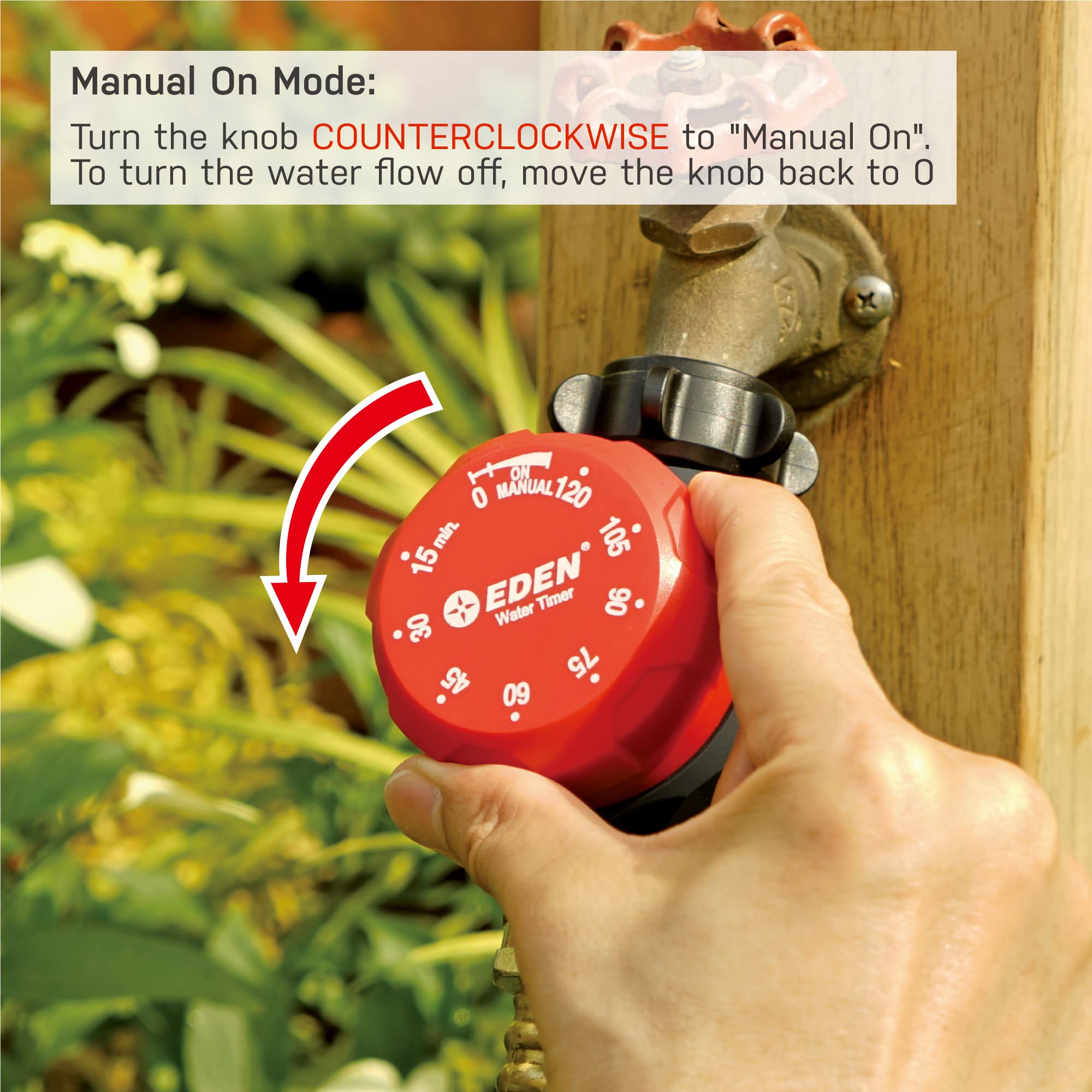 Eden Mechanical Hose Timer is compatible with low-pressure drip systems.