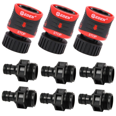 Eden Quick Connect end connector with water stop for easy tool swaps.