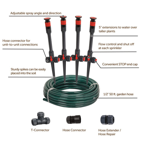 Eden three-way hose connector allows splitting watering across two garden zones.