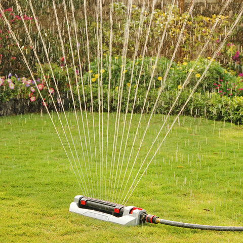 Eden Turbo Oscillating Sprinkler range control slider enables customizable reach.