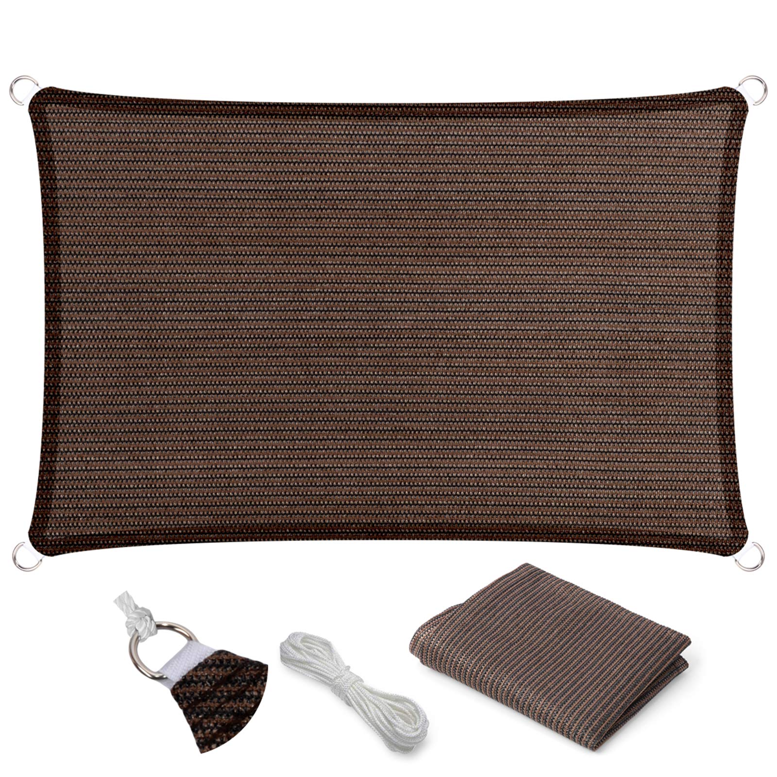 Eden's Decor shade sail with D-rings in brown for UV protection.