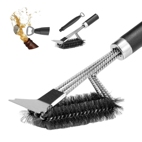 Edgnb grill brush with bottle opener for convenient post‑grill cleanup