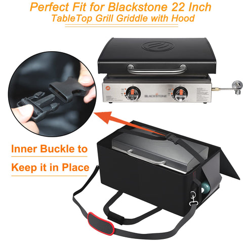 Interior buckle secures the 22-inch griddle for safe transport
