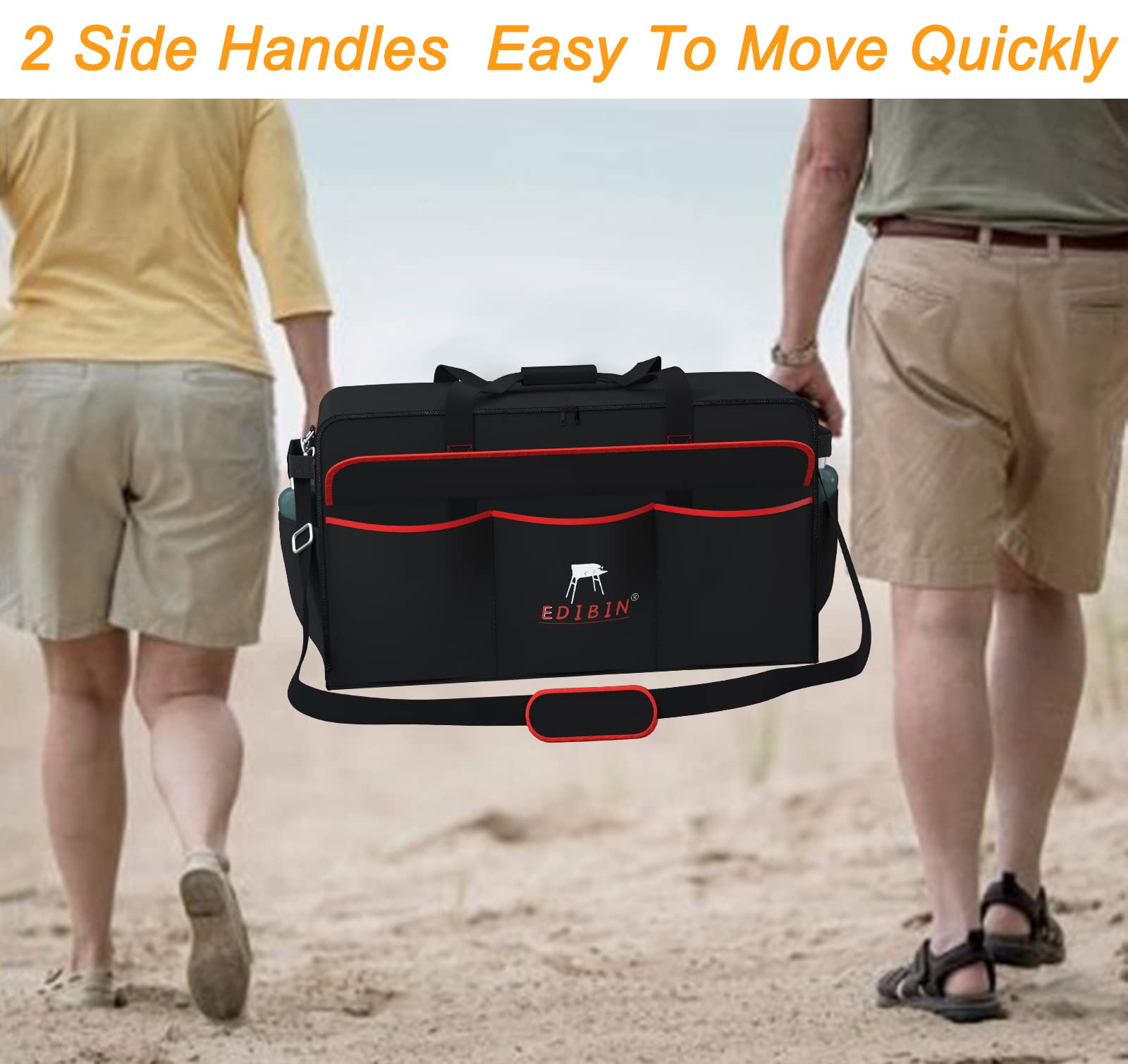 Waterproof PVC-coated fabric protects the griddle during transport