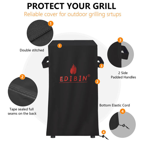 EDIBIN 20x20x45 inch smoker cover with snug fit for outdoor use.