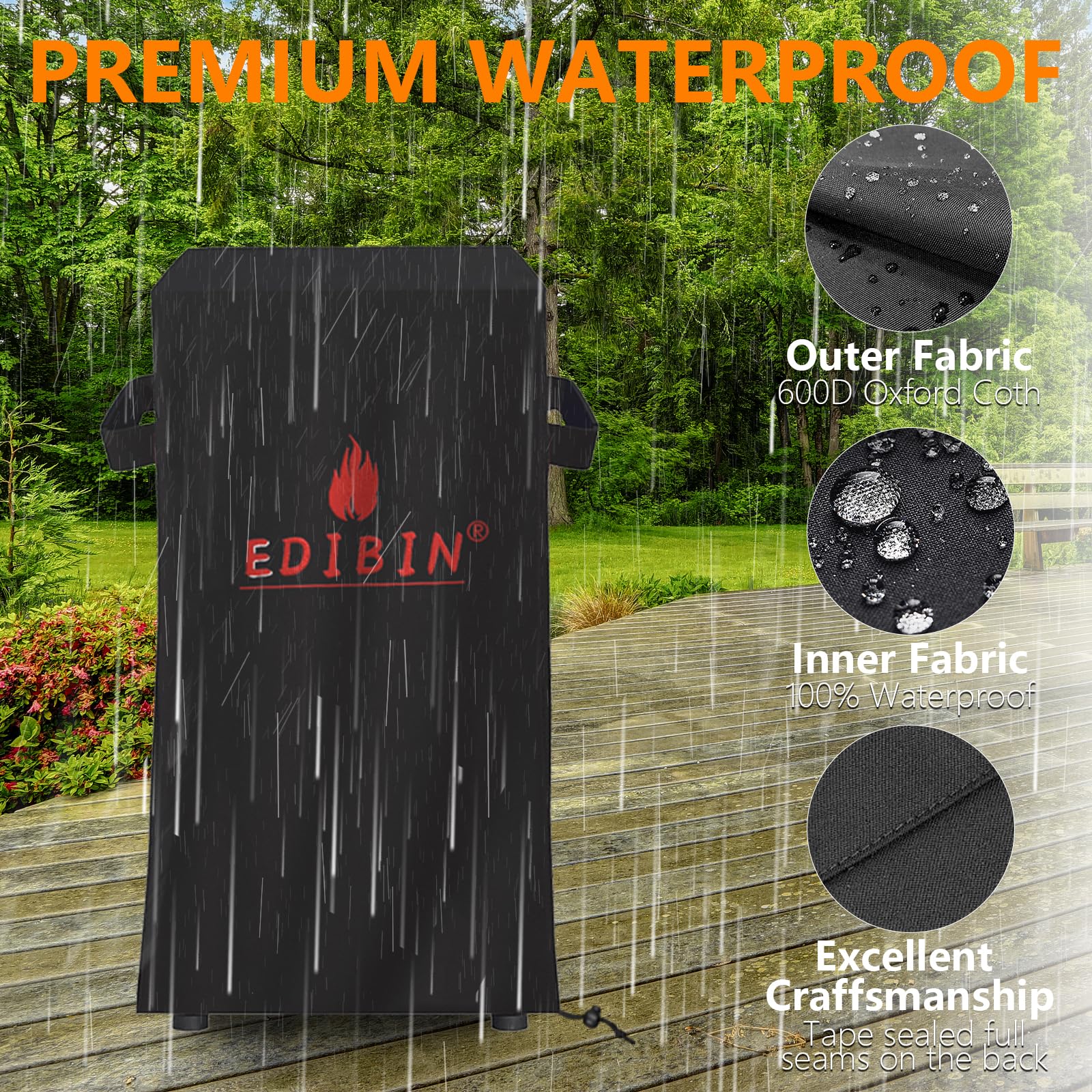 Drawstring bottom creates a snug fit to resist strong wind.