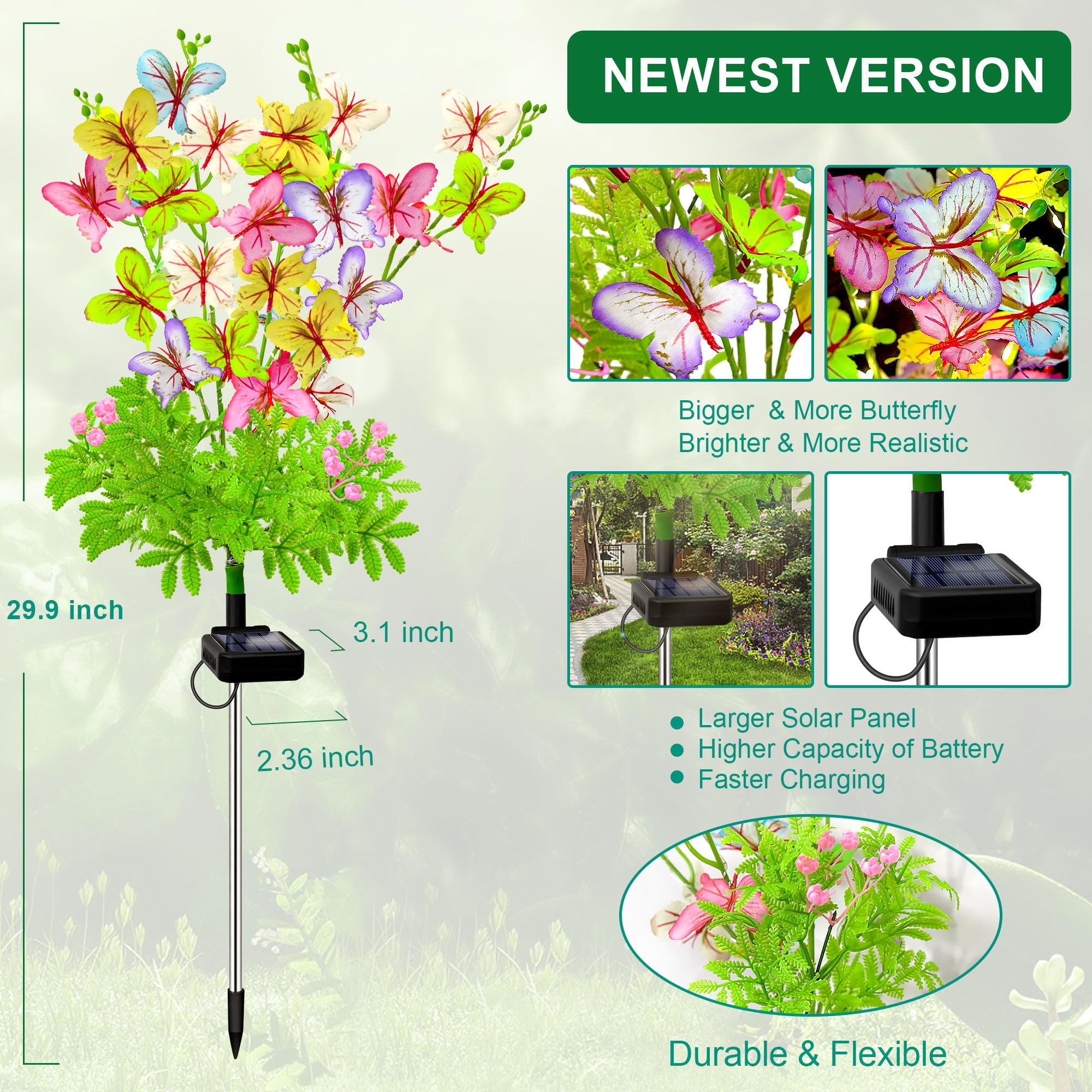 EDOF backyard decor butterfly stakes create charming night ambiance.