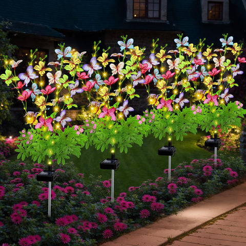 EDOF butterfly lights line garden paths with warm LED accents.