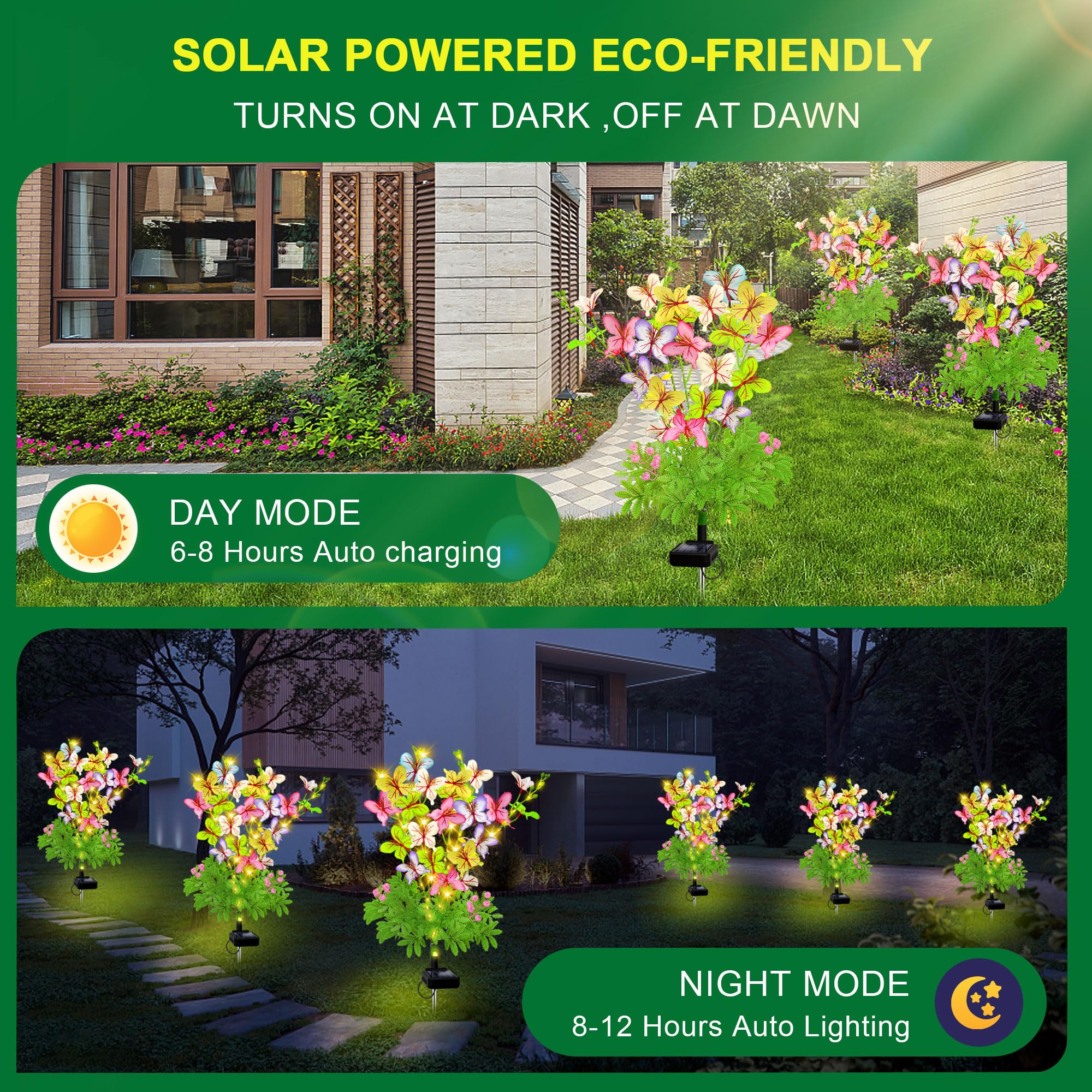 EDOF IP65 waterproof solar lights withstand weather for year-round use.