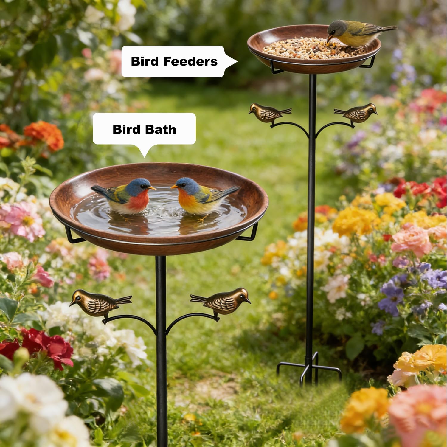 Edrifyah antique bronze finish blends with outdoor decor and nature