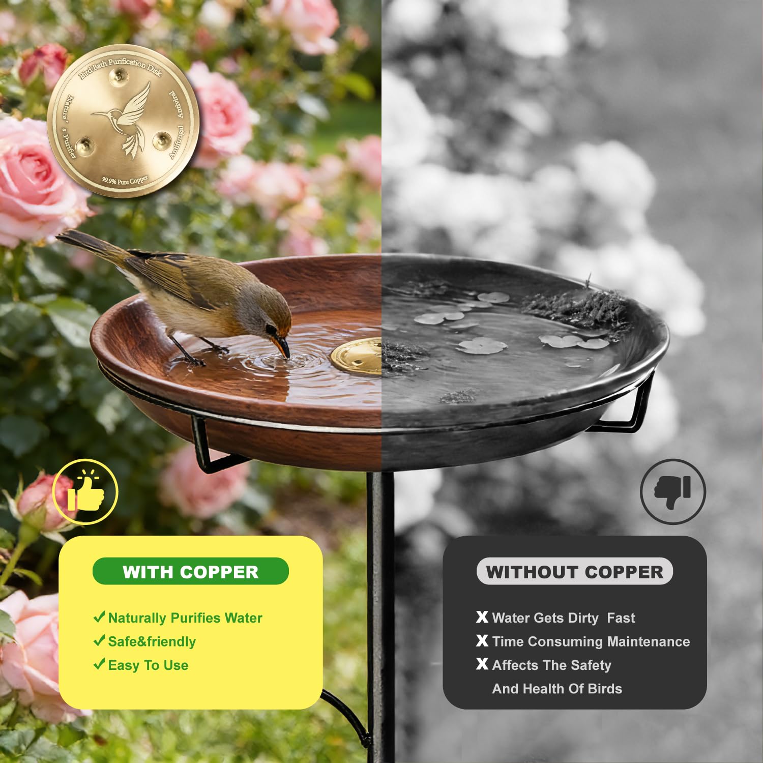 Edrifyah bird bath removable bowl makes cleaning quick and simple