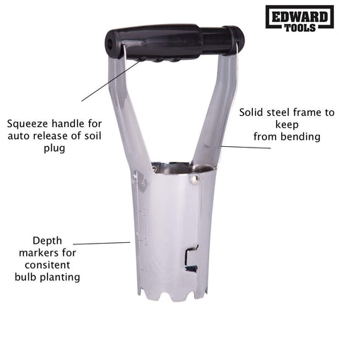 Edward Tools bulb planter depth marker for uniform planting depth.