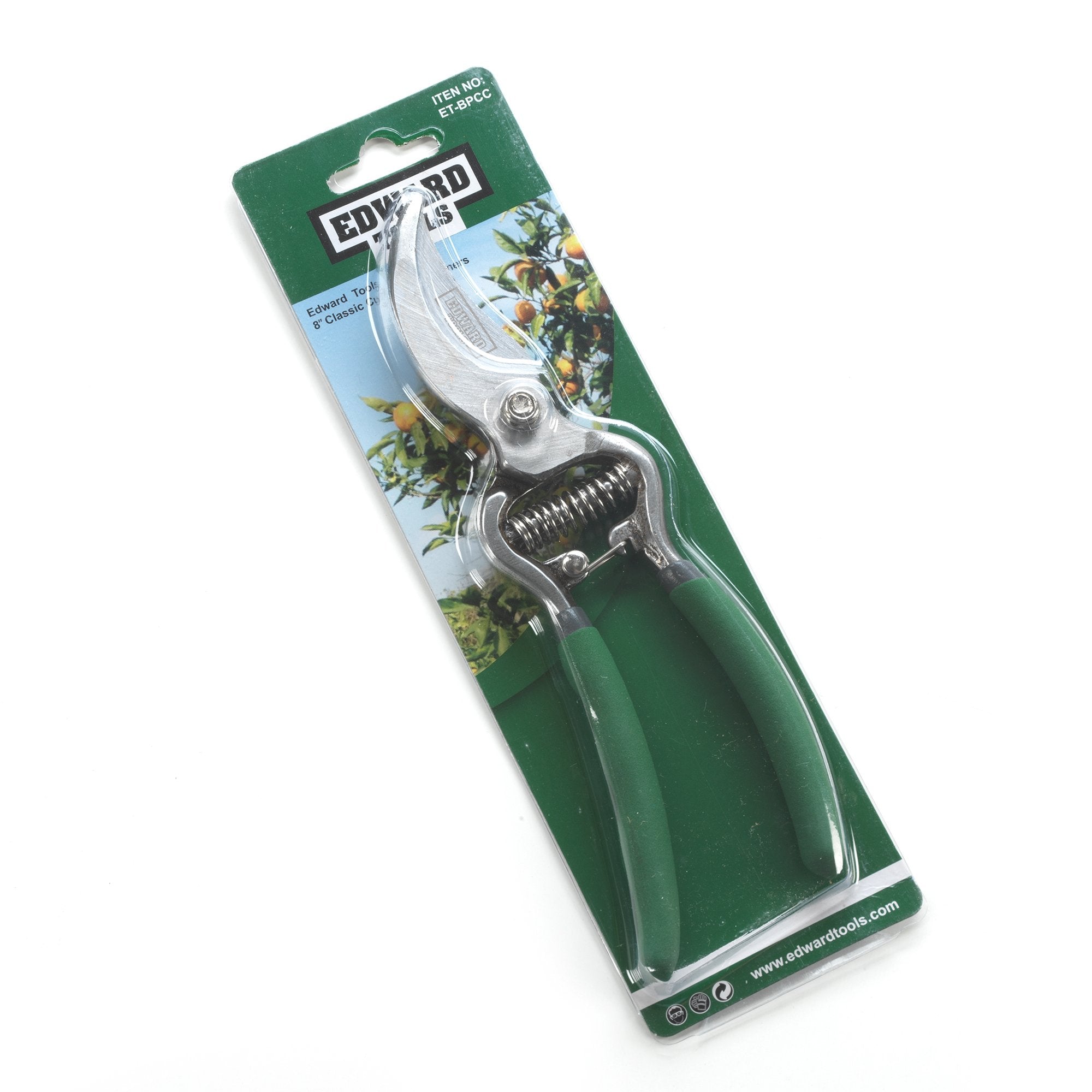 Edward Tools Classic Cut bypass pruner with ergonomic non-slip grip enables precise, comfortable pruning.