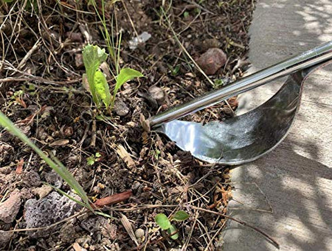 Edward Tools weeding tool highlights ergonomic cushioned handle for reduced fatigue.