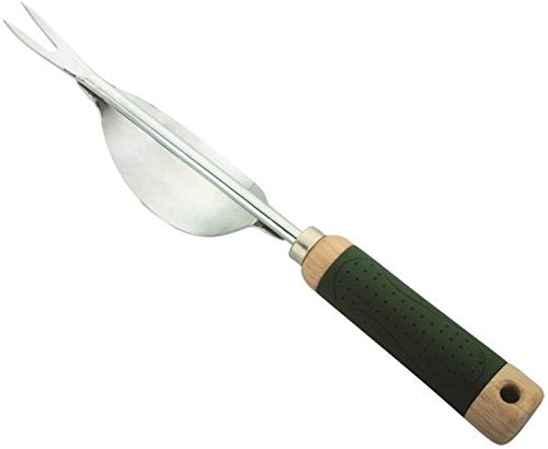 Edward Tools weeding tool demonstrates the lever-action base for easier weed removal.