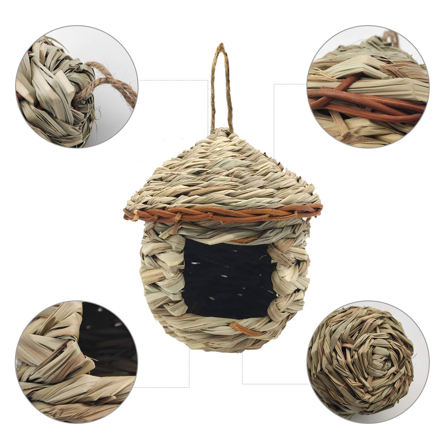 Eeaivnm hummingbird house hand-woven texture adds natural charm.
