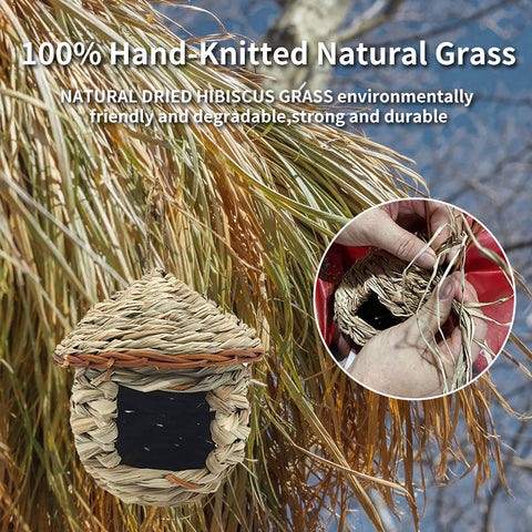Eeaivnm hummingbird house uses natural dried hibiscus grass for durability.