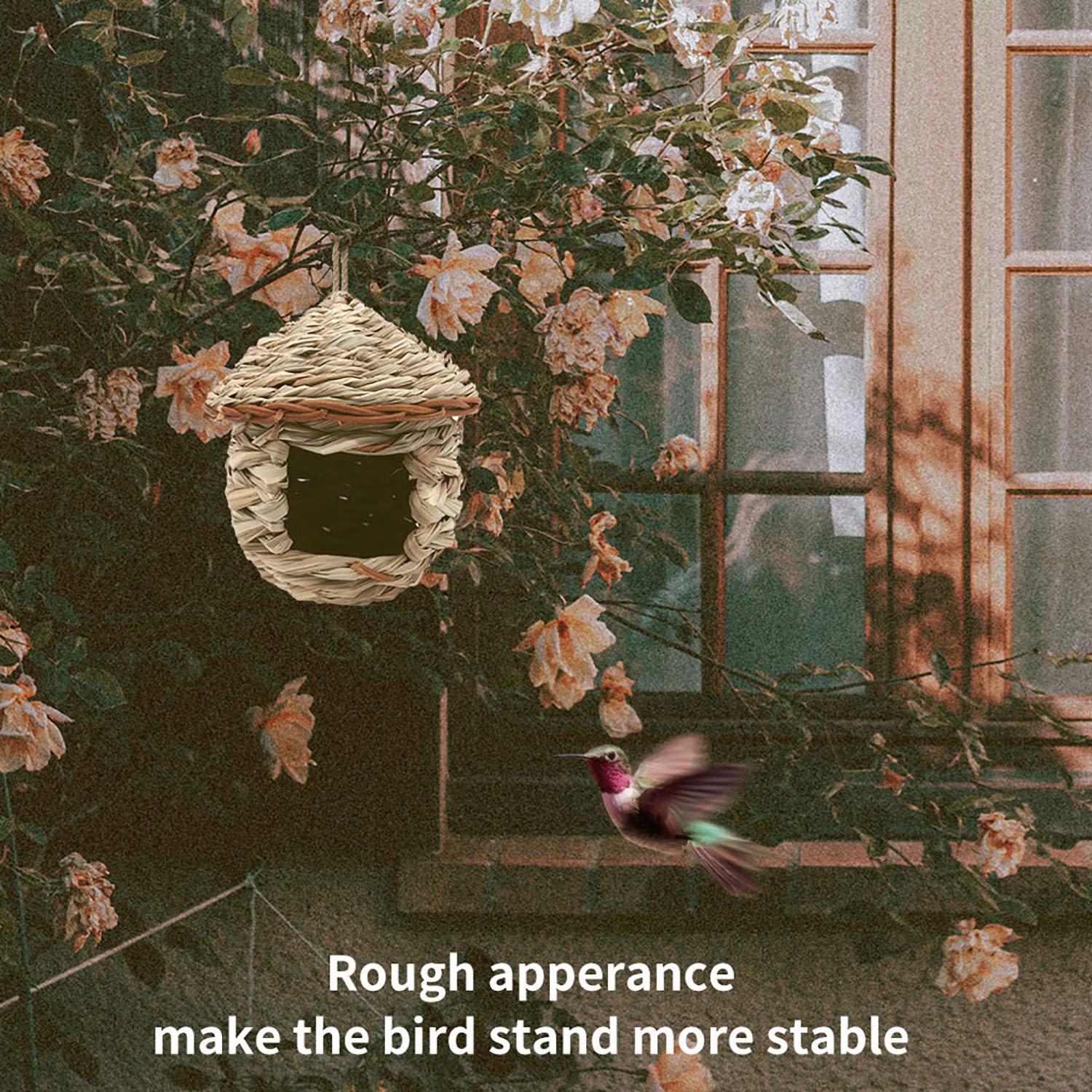 Eeaivnm hummingbird house rough surface improves grip for tiny claws.