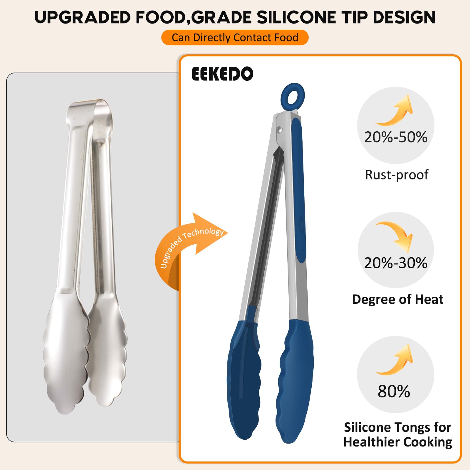 EEKEDO 7-inch tongs ideal for precise, delicate tasks