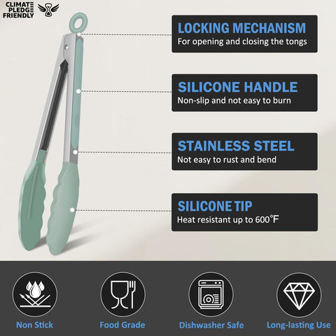 EEKEDO locking mechanism keeps tongs compact for simple storage