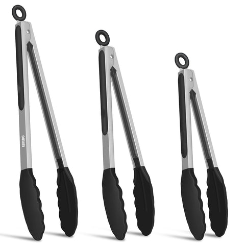 EEKEDO kitchen tongs 7in with silicone tips protect cookware during flipping