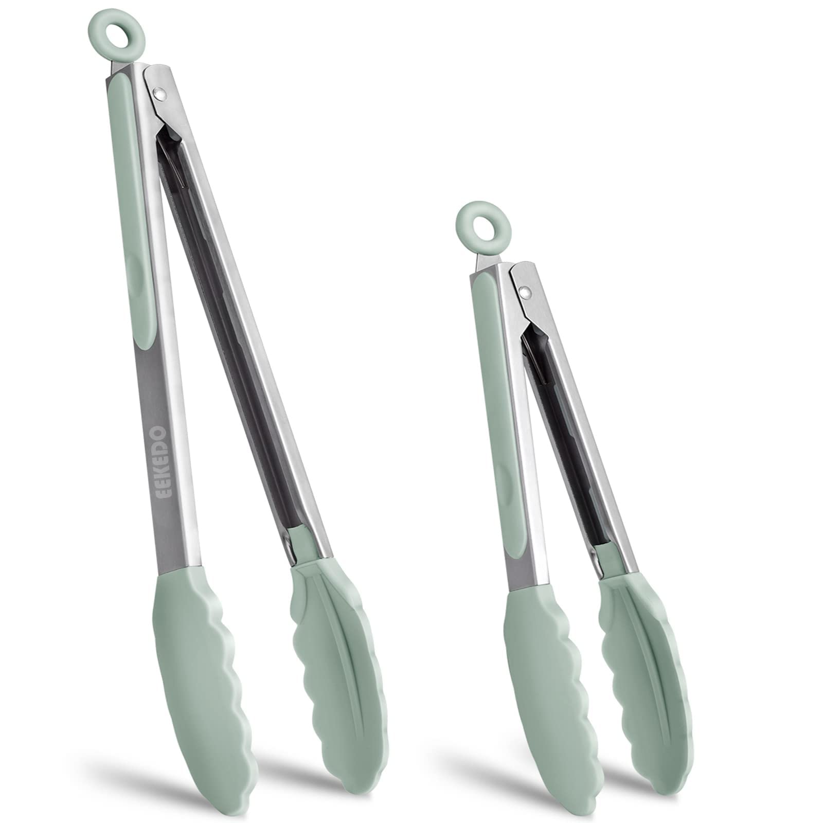 EEKEDO tongs 9-inch sage green for precise flipping during cooking