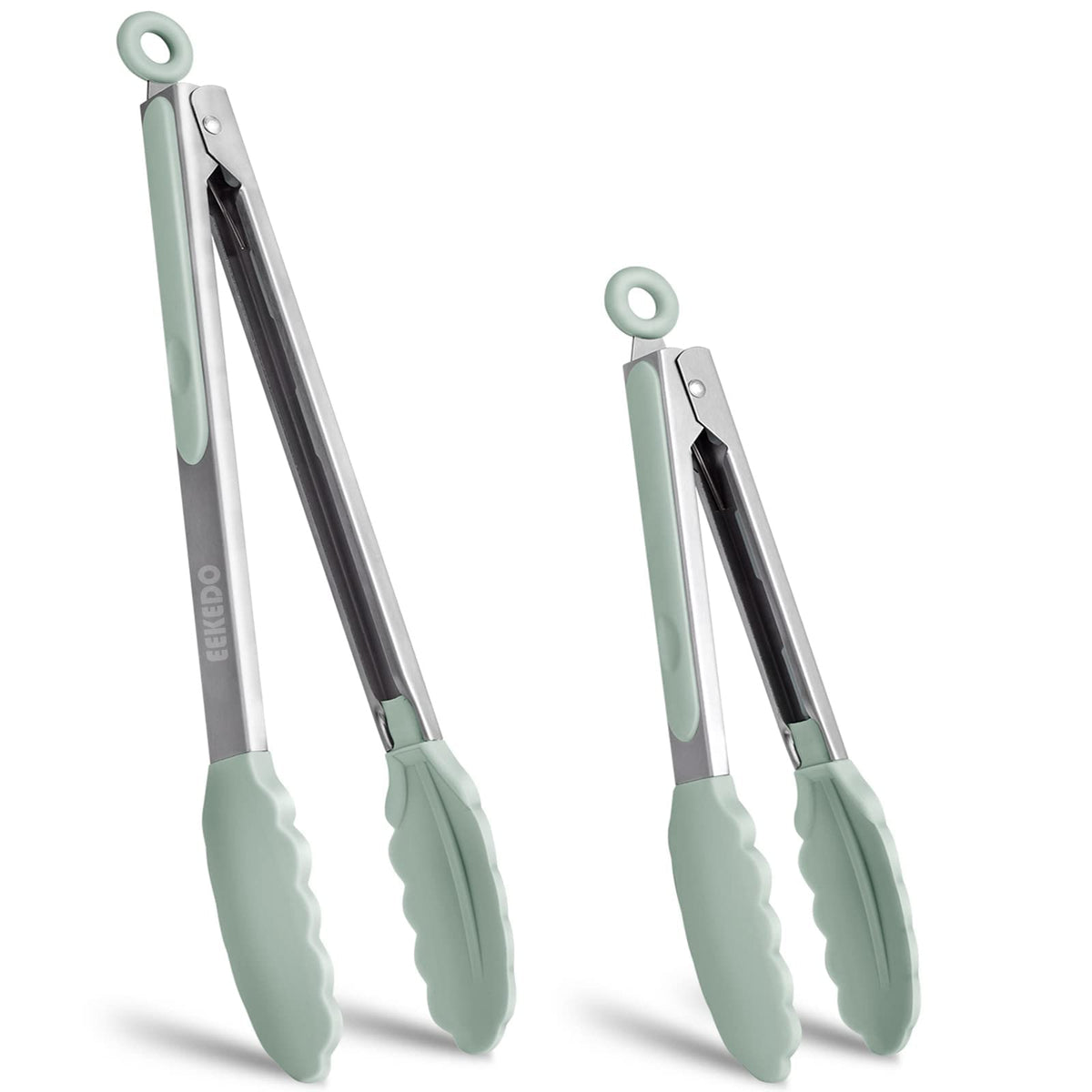 EEKEDO tongs 9-inch sage green for precise flipping during cooking