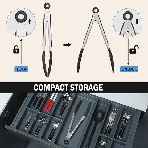 EEKEDO tongs ergonomic handle provides comfortable, non-slip grip.