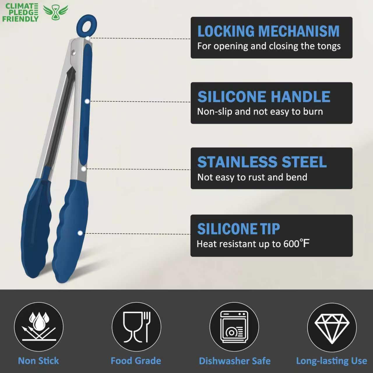 EEKEDO silicone-tips for secure grip without scratching nonstick pans.