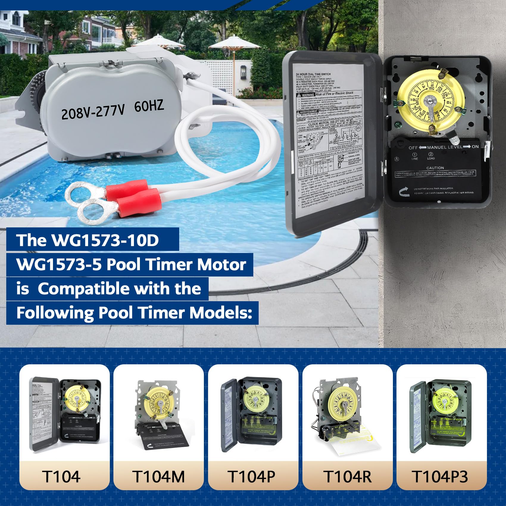 E ETO ENREGYTO 208-277V 60Hz motor powering precise pool timing in real-world use.