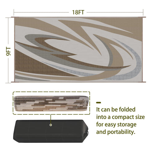 EEZ RV 9x18 brown mat with reinforced edges and stitching