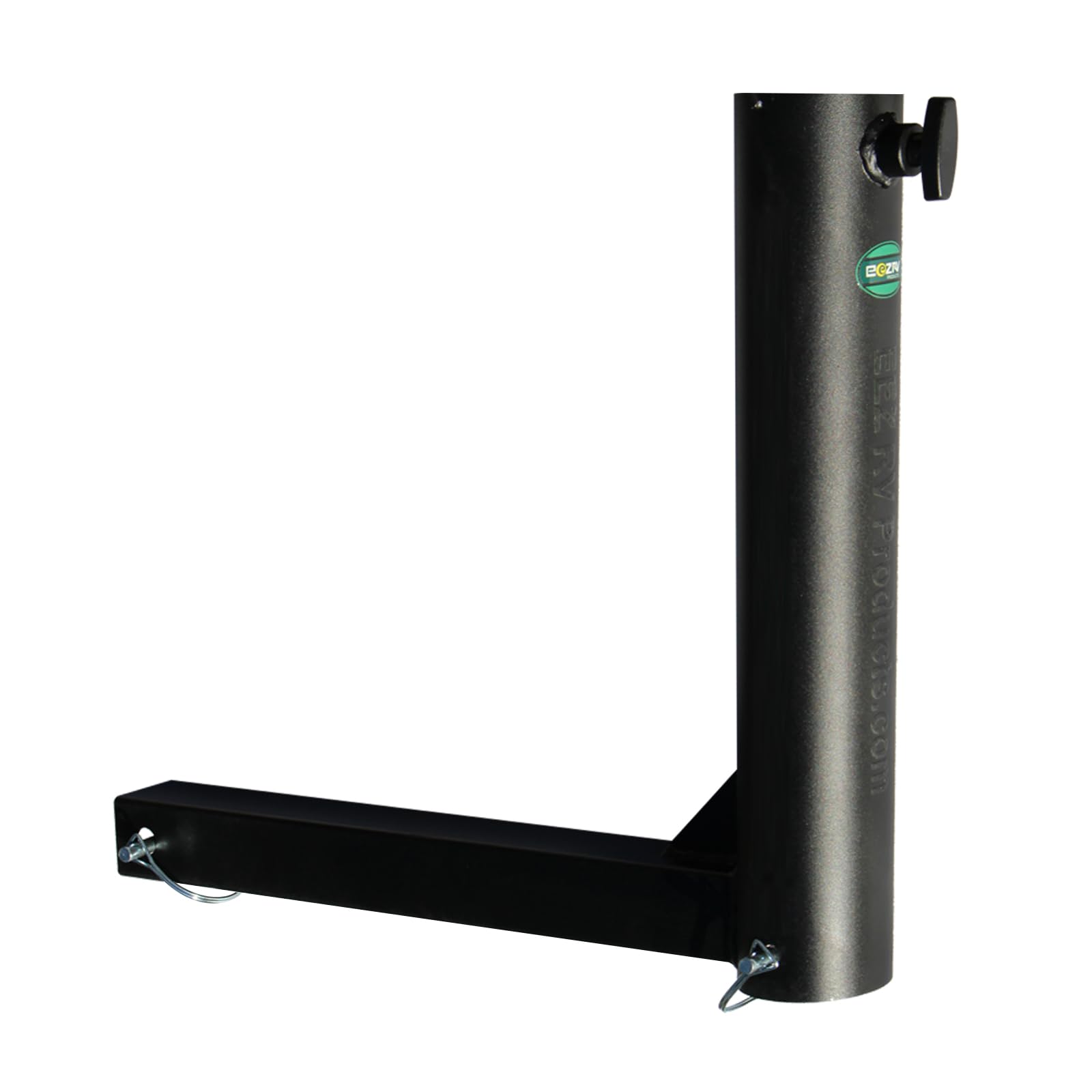EEZ RV Products hitch-mount Starlink pole holder on a vehicle hitch