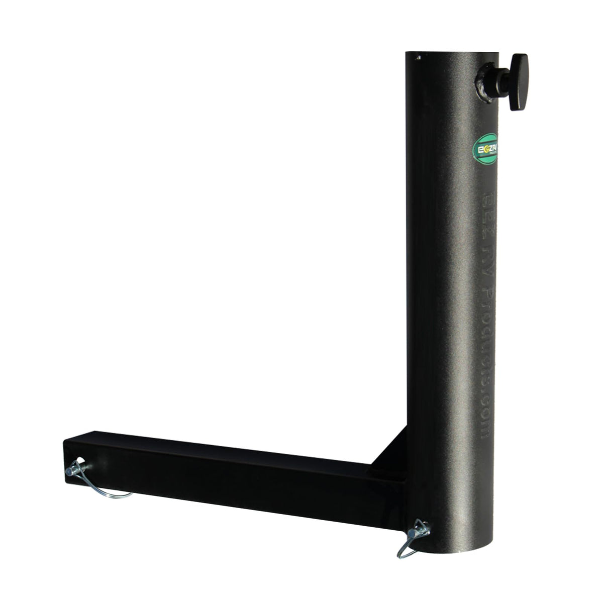 EEZ RV Products hitch-mount Starlink pole holder on a vehicle hitch