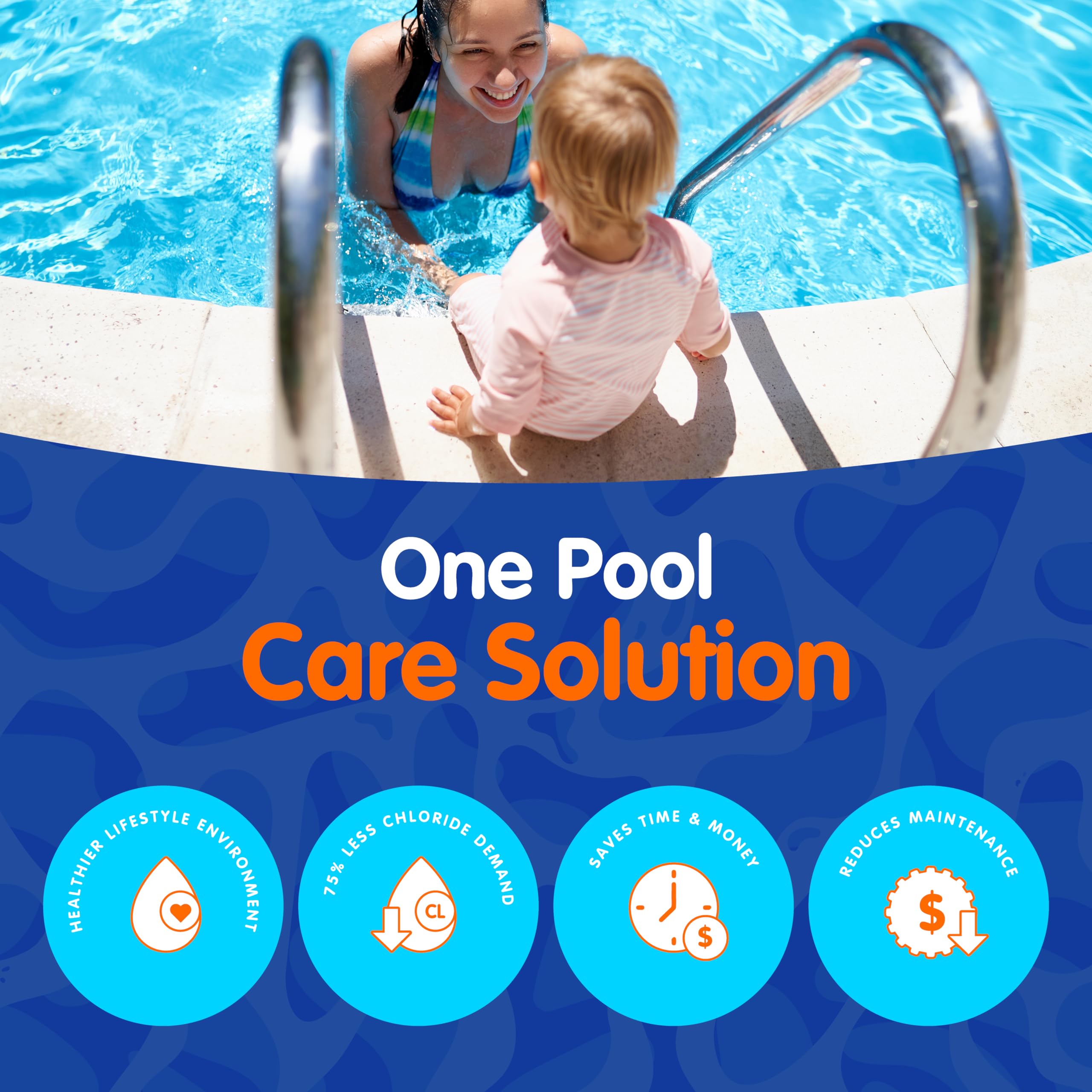 Eeziblue algaecide compatible with saltwater pools.