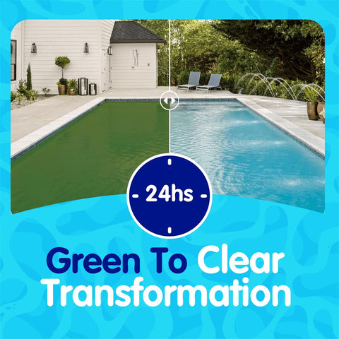 Eeziblue label highlights suitability for pools up to 20,000 gallons.