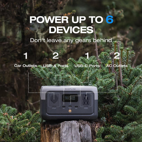 EF ECOFLOW River 2 in use at a campsite powering essentials