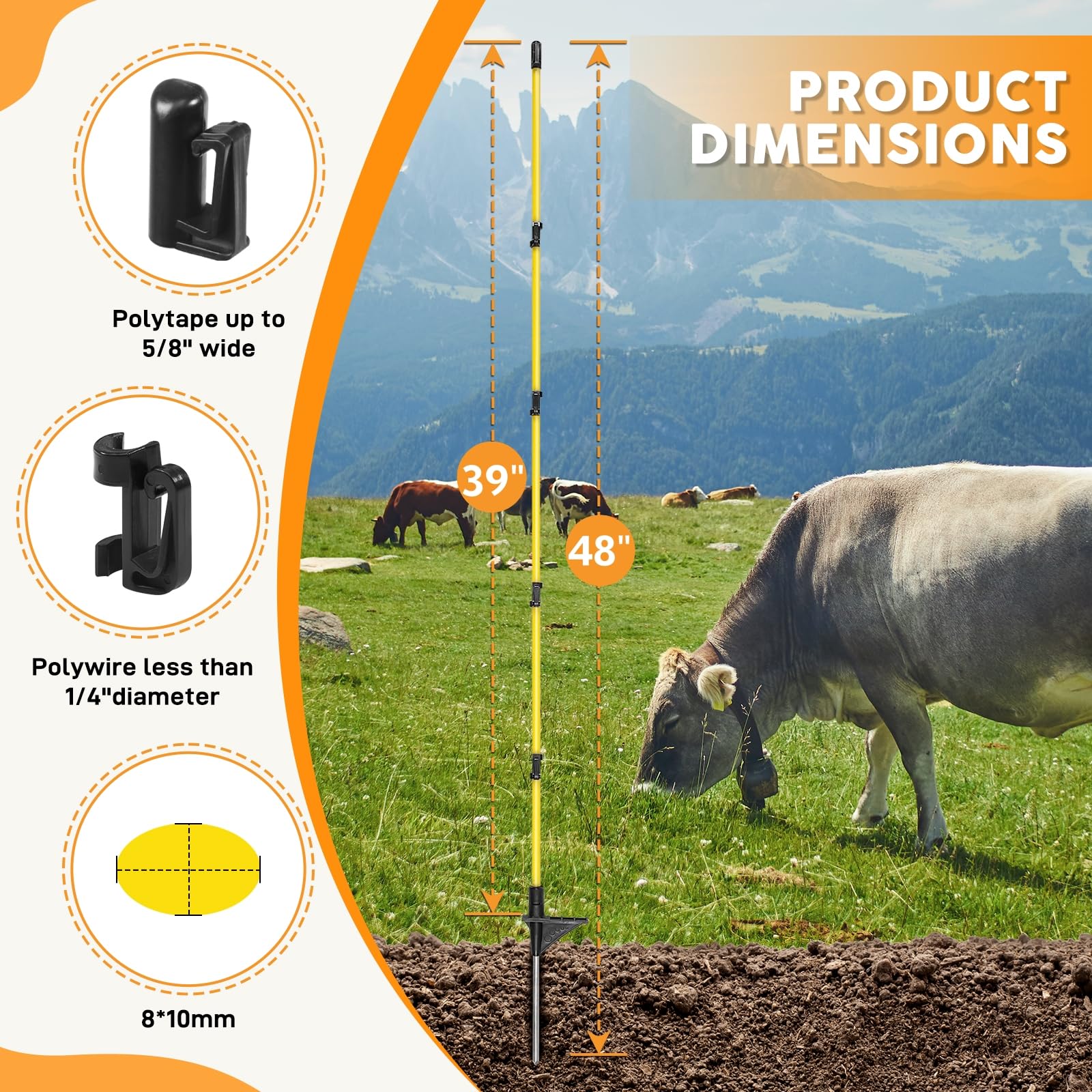 Efarmkeper anti-rotation top clamp keeps fencing steady on uneven ground.