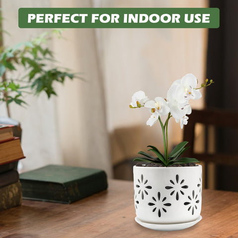 EFISPSS white glaze orchid pot adds elegant display to any room.