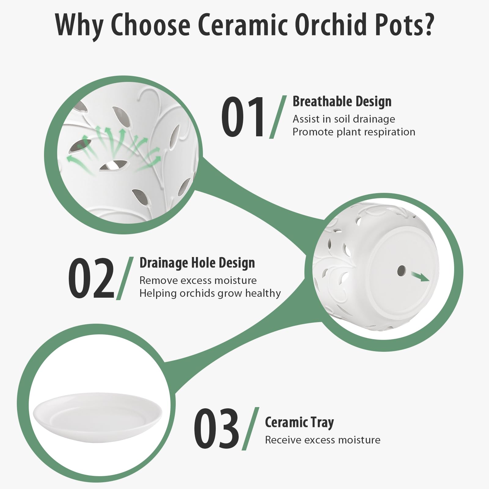EFISPSS Orchid Pot white glaze enhances indoor decor