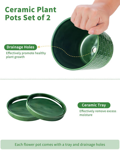 EFISPSS set of 2 patina pots featured with saucer for cleaner setup.