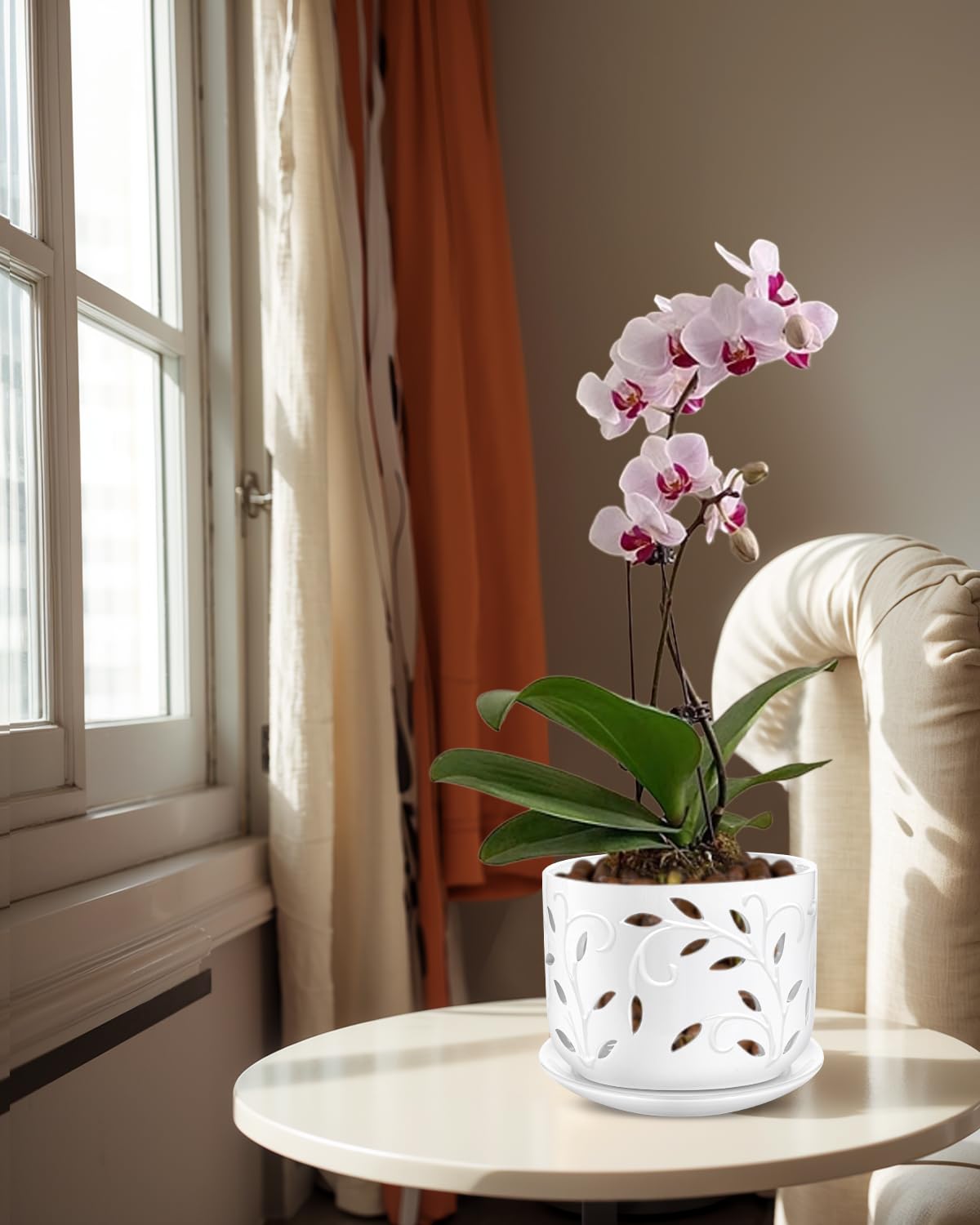 EFISPSS ceramic plant pot 5-6 inch fits standard orchid arrangements.