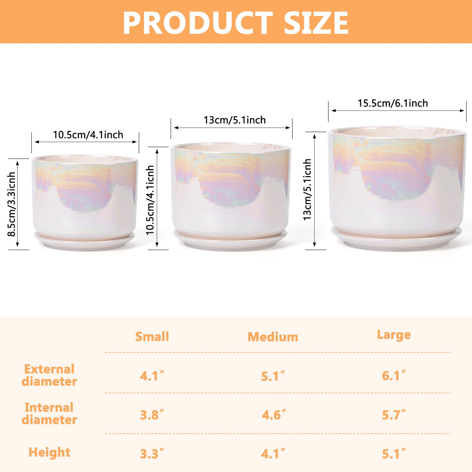 EFISPSS 6-inch rainbow glaze pot suited for larger plants or herbs.