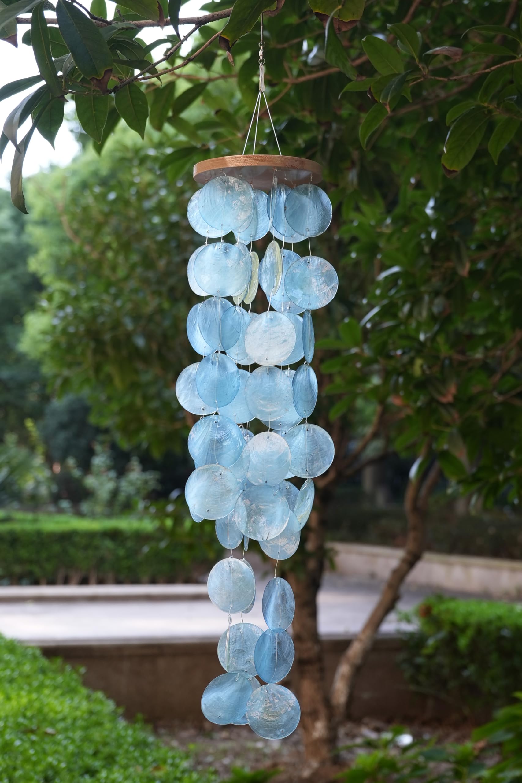 Efoleya wind chime with waterproof wood top, built for outdoor use.