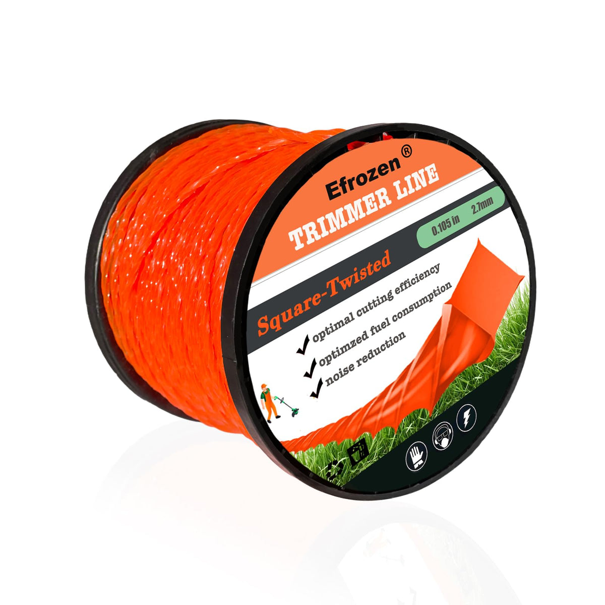 Efrozen weed eater square twist design in action on a spool for sharp edges.