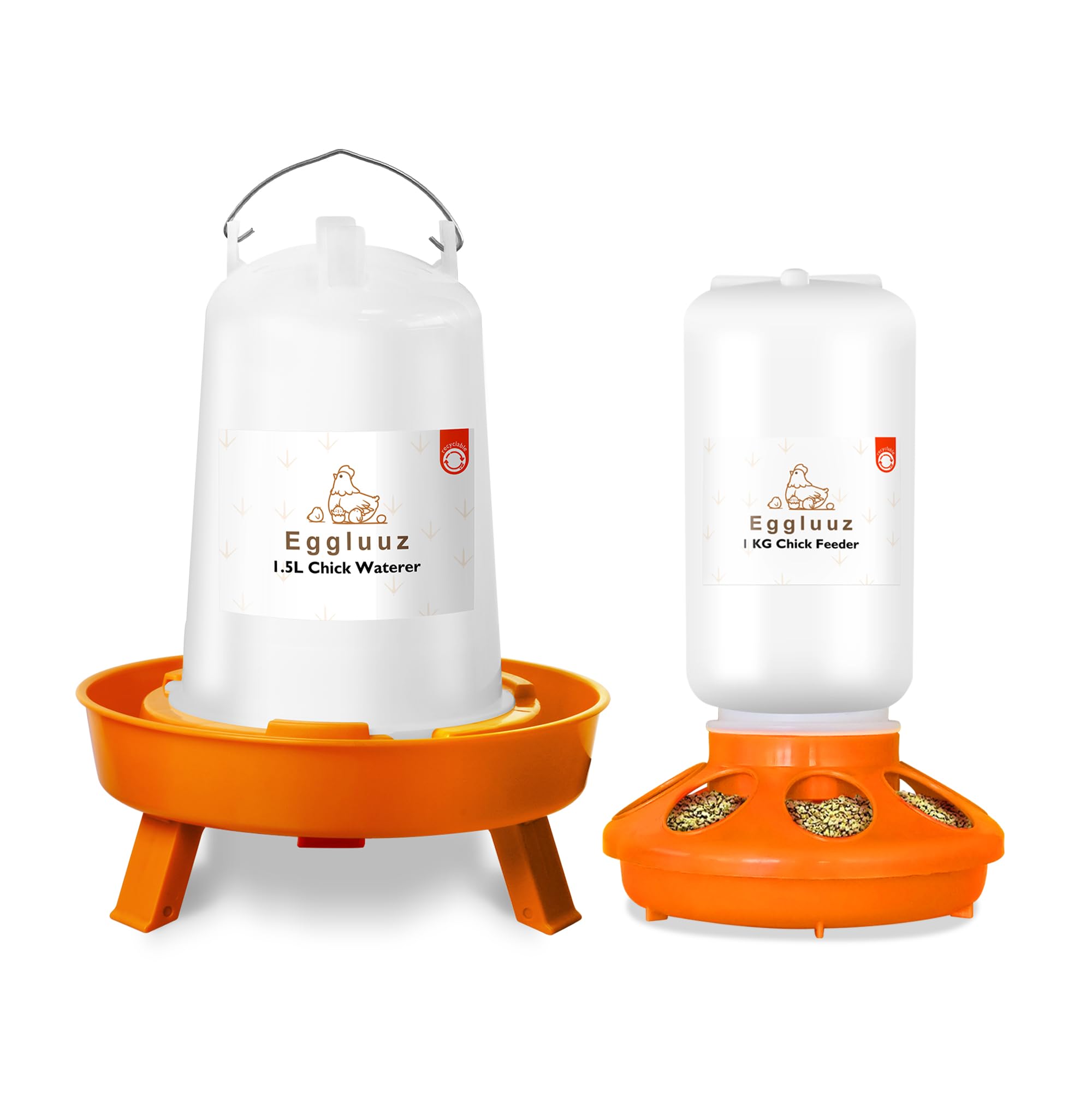 Eggluuz chick feeder anti-tip base reduces spills for cleaner brooders.