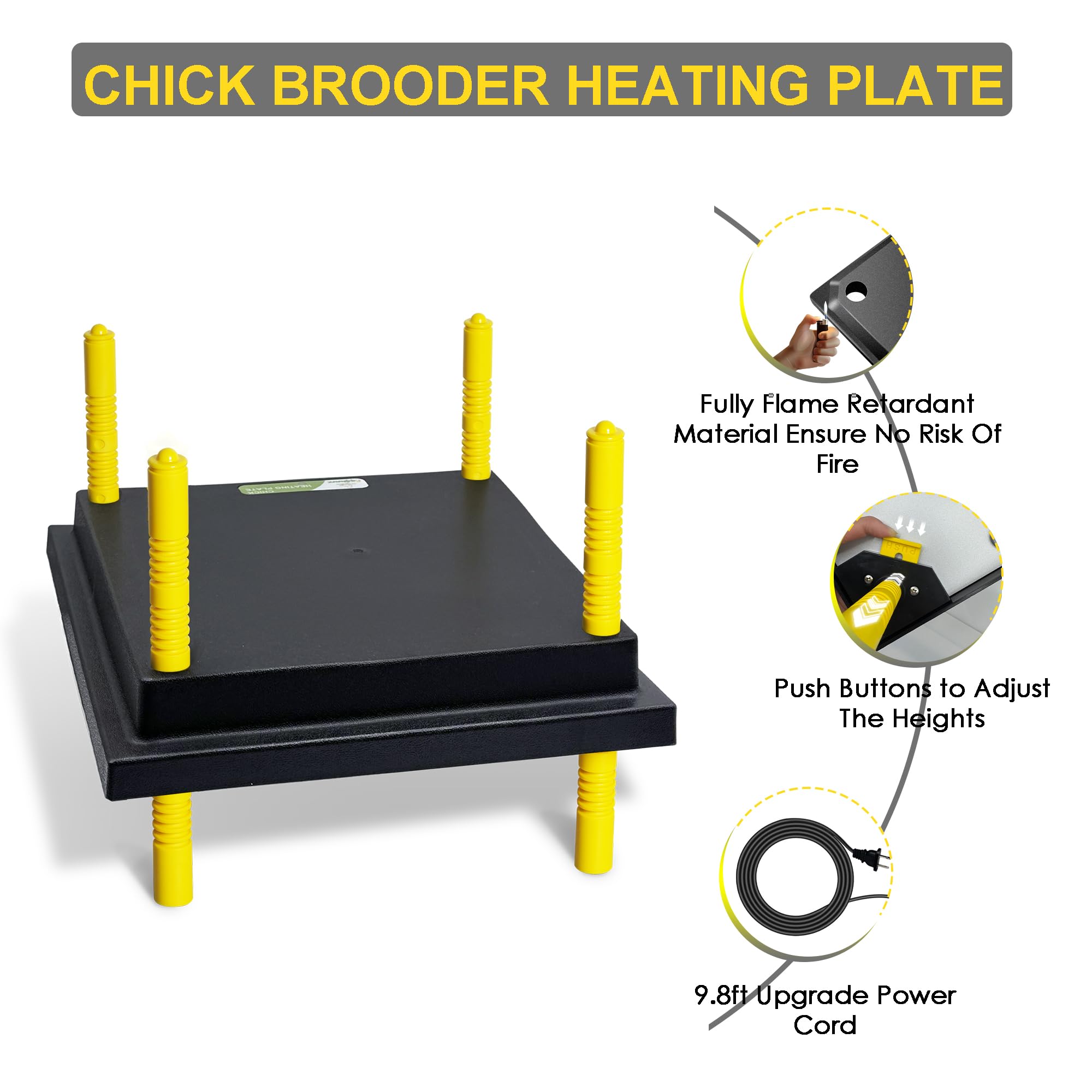 Eggluuz brooder plate long cord enables flexible placement