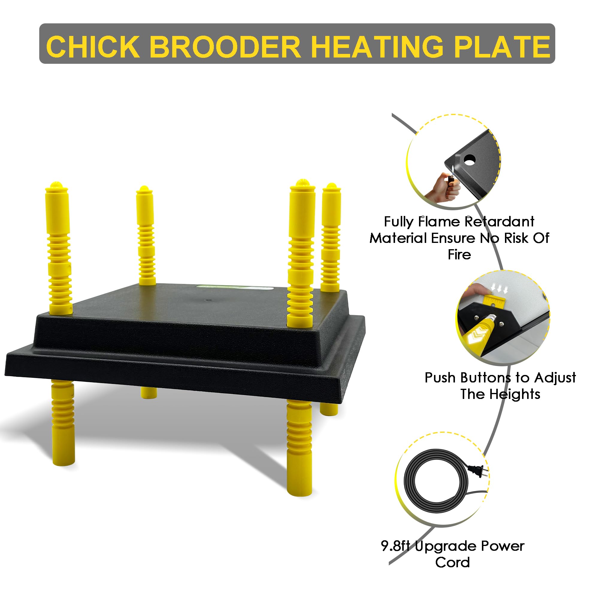 Eggluuz Chick Brooder Plate 9.8 ft power cord for flexible placement