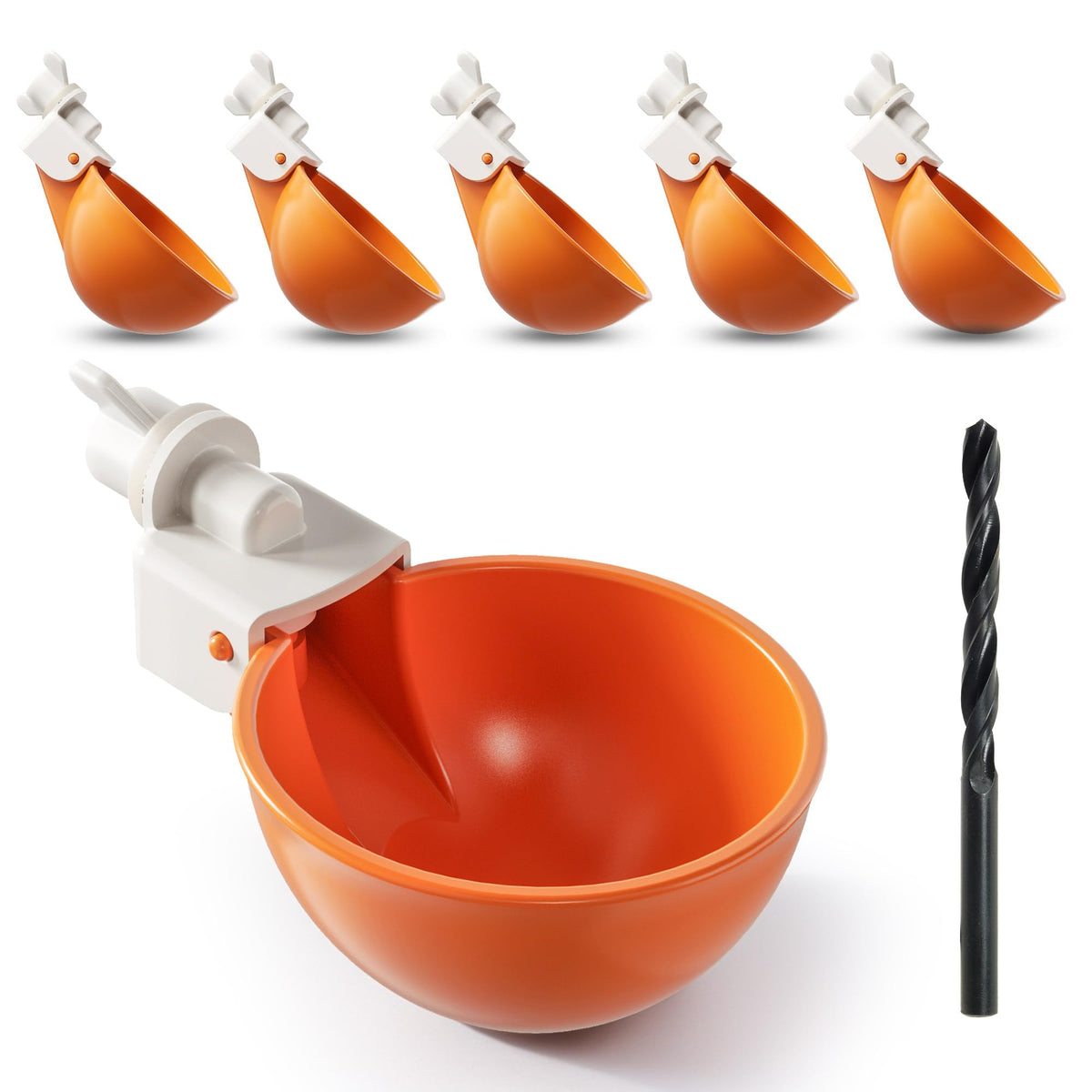 Eggluuz chicken waterer cups orange 6-pack for consistent flock hydration