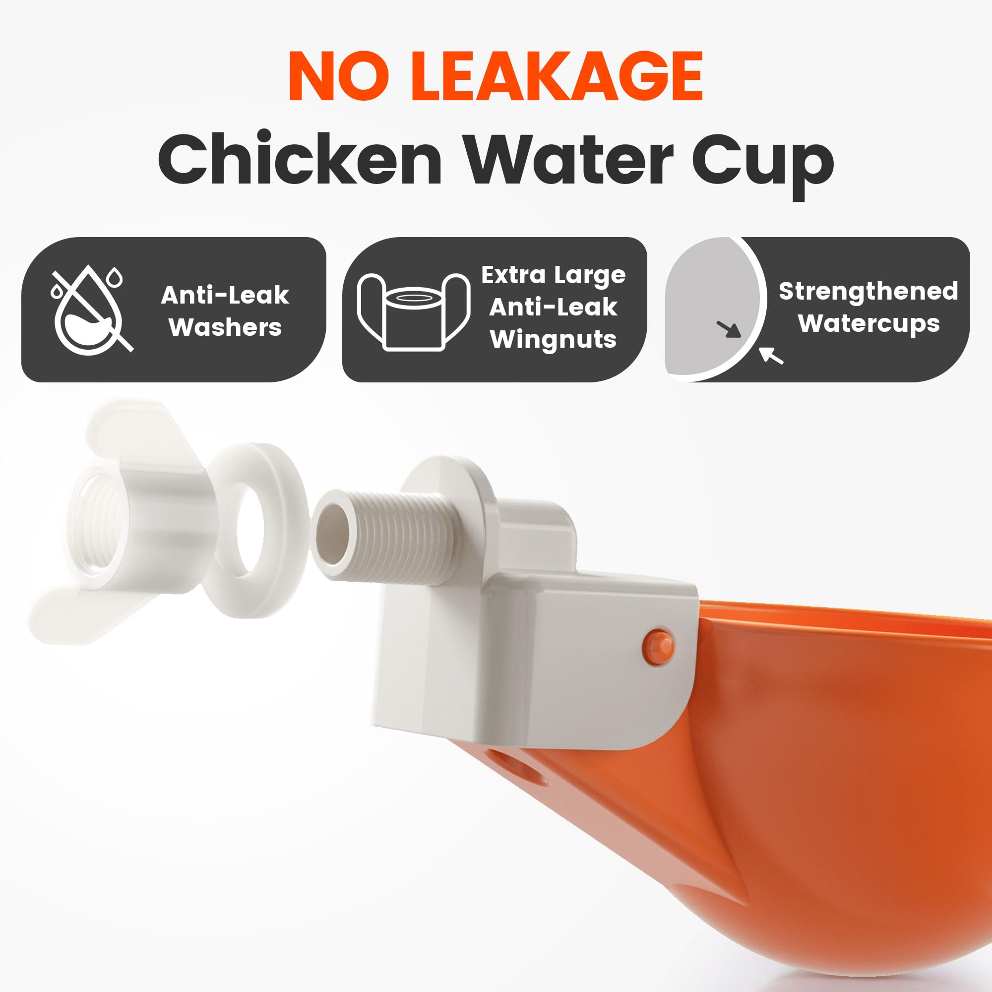 Eggluuz easy-clean water cups reduce coop mess and save time