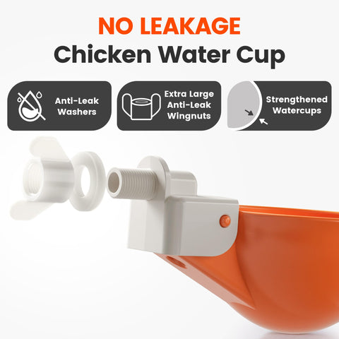 Eggluuz easy-clean water cups reduce coop mess and save time